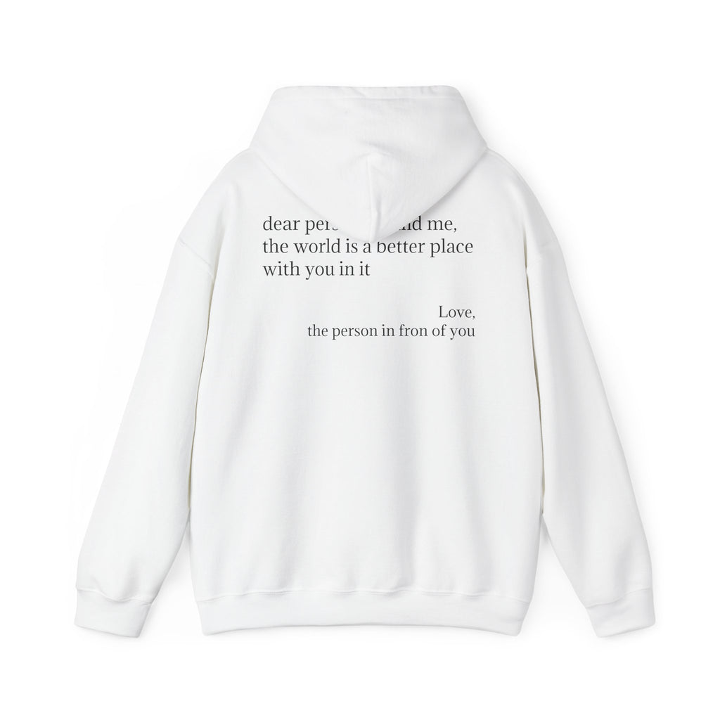 Inspirational 'you are enough.' Hoodie — Minimalist Self-Love Sweatshirt (Back Message: Dear person behind me...)