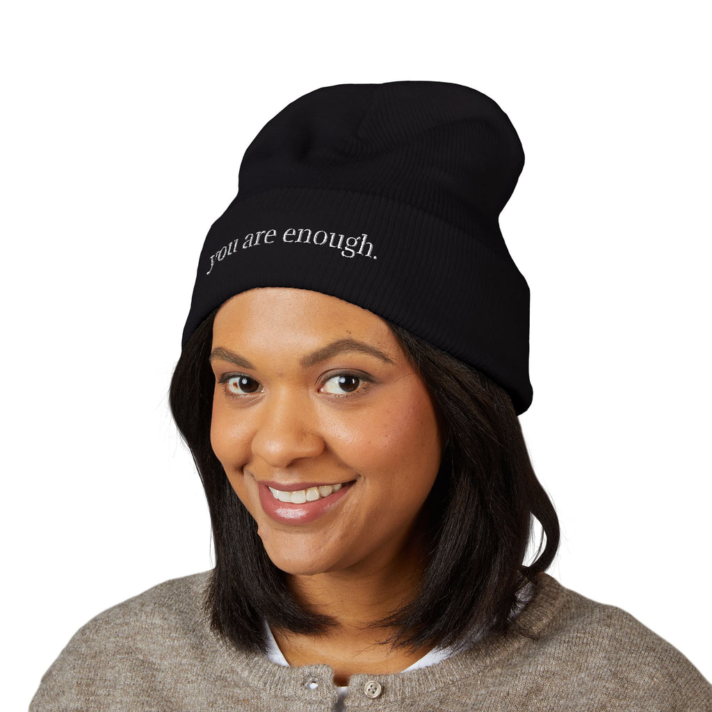 You Are Enough Embroidered Cuffed Beanie