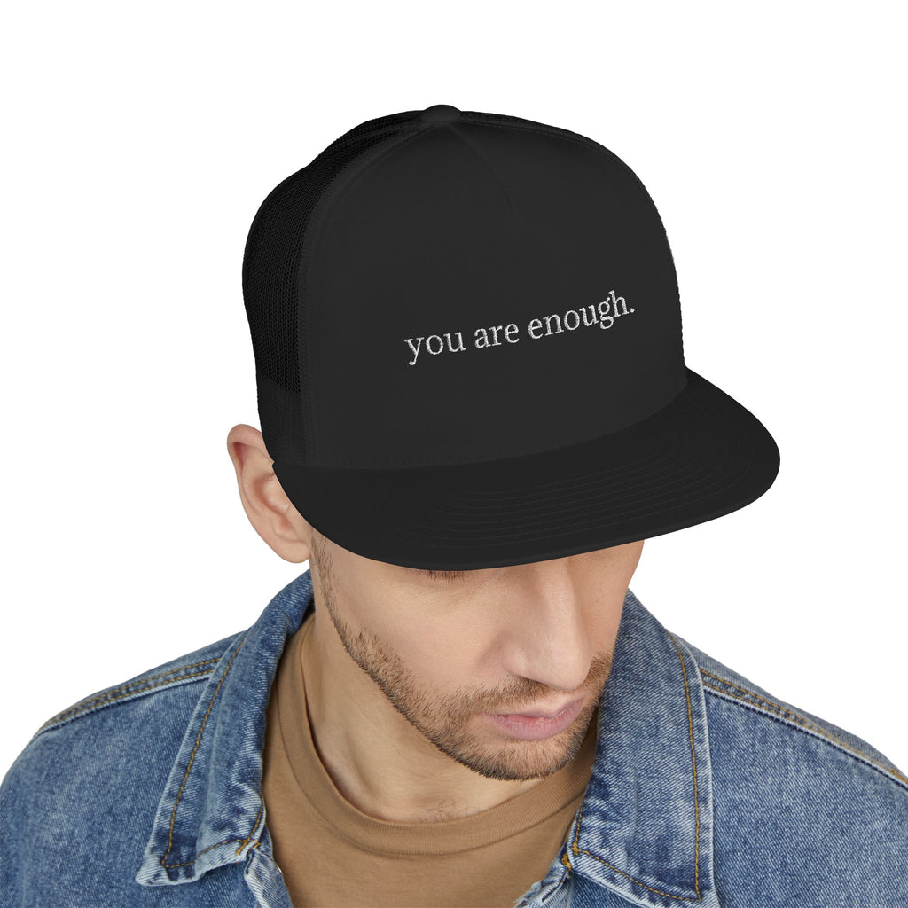 Embroidered Trucker Cap — "you are enough" Minimalist Affirmation Hat