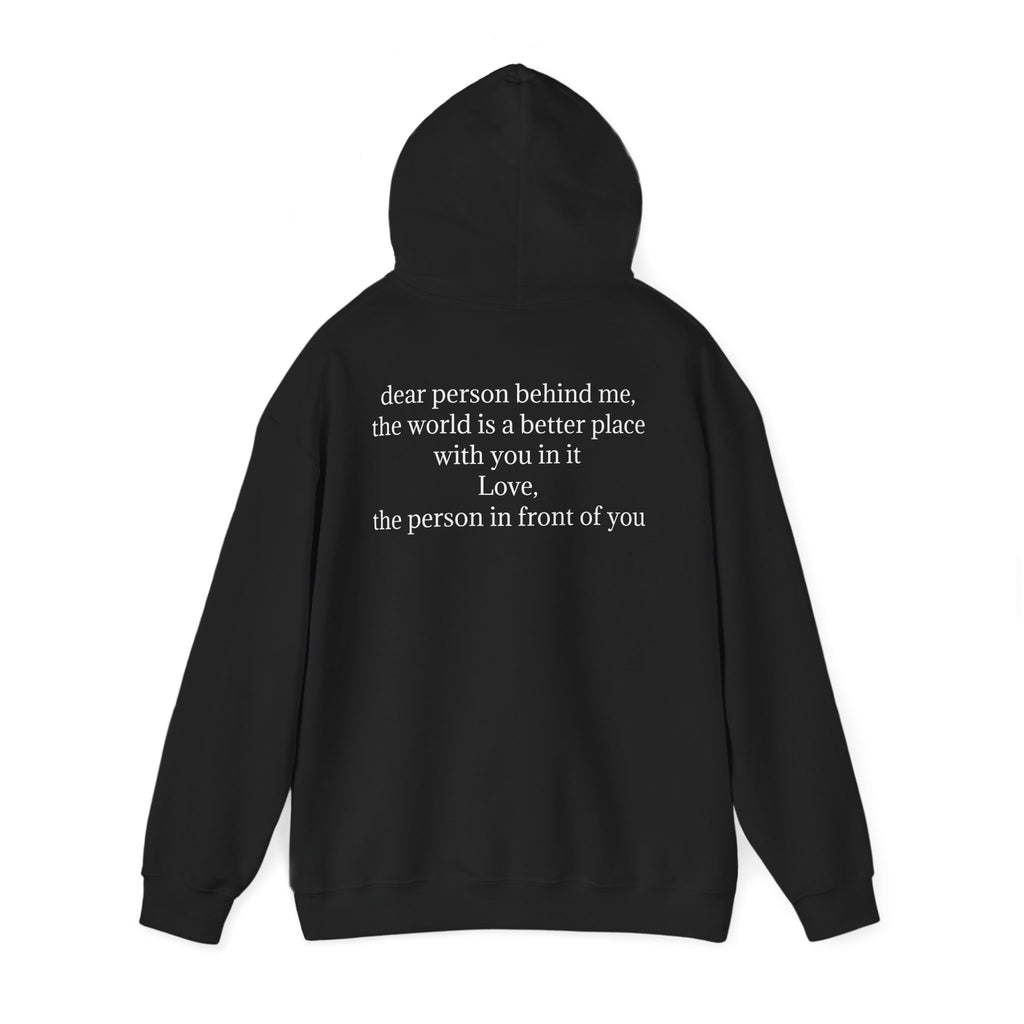 Inspirational 'you are enough.' Hoodie — Minimalist Self-Love Sweatshirt (Back Message: Dear person behind me...)