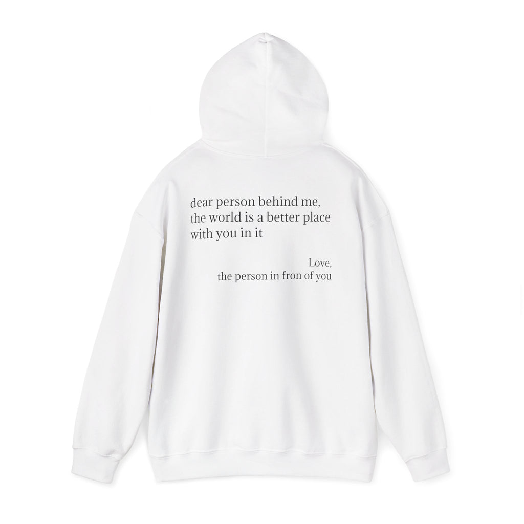 Inspirational 'you are enough.' Hoodie — Minimalist Self-Love Sweatshirt (Back Message: Dear person behind me...)