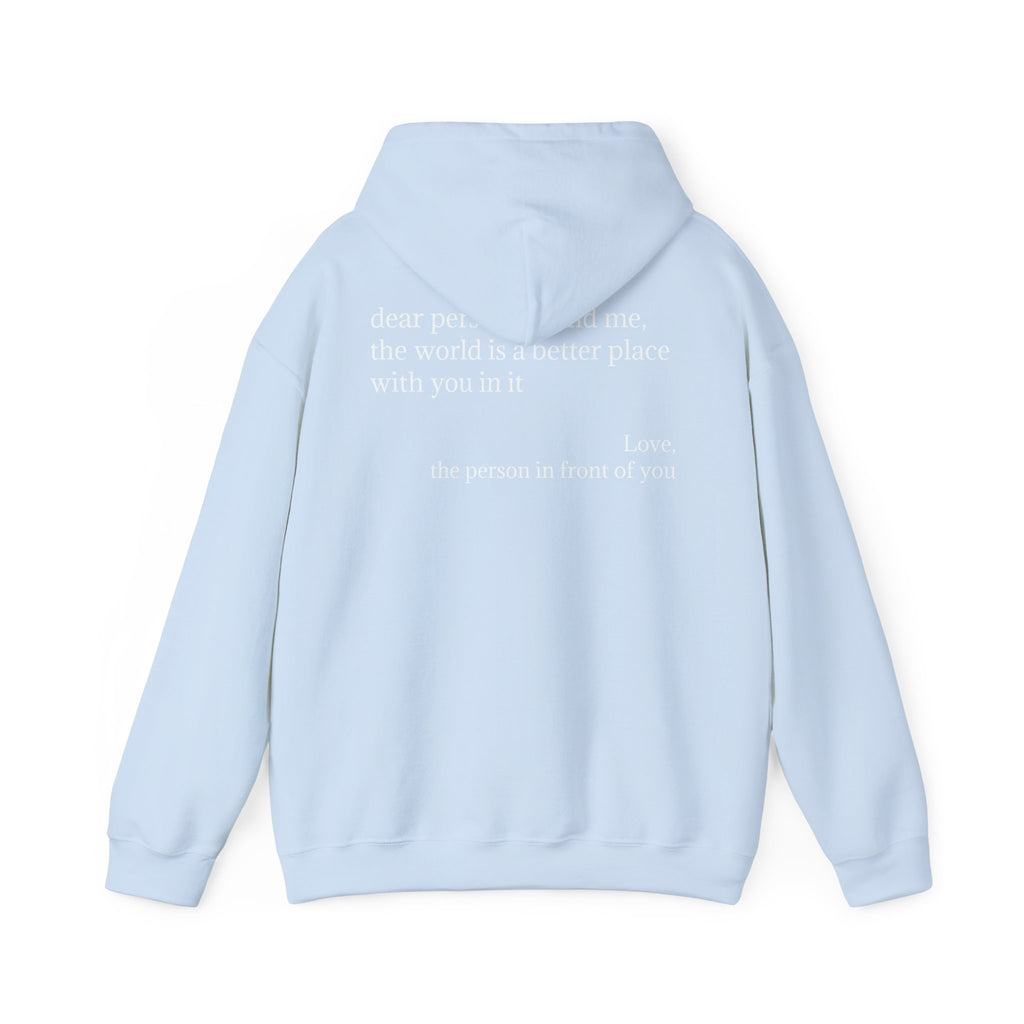 Inspirational 'you are enough.' Hoodie — Minimalist Self-Love Sweatshirt (Back Message: Dear person behind me...)
